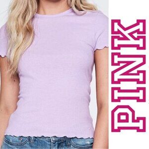 Victoria's Secret PINK | Tinted Lilac Ruffle Edge Crew Tee | Size Extra Small